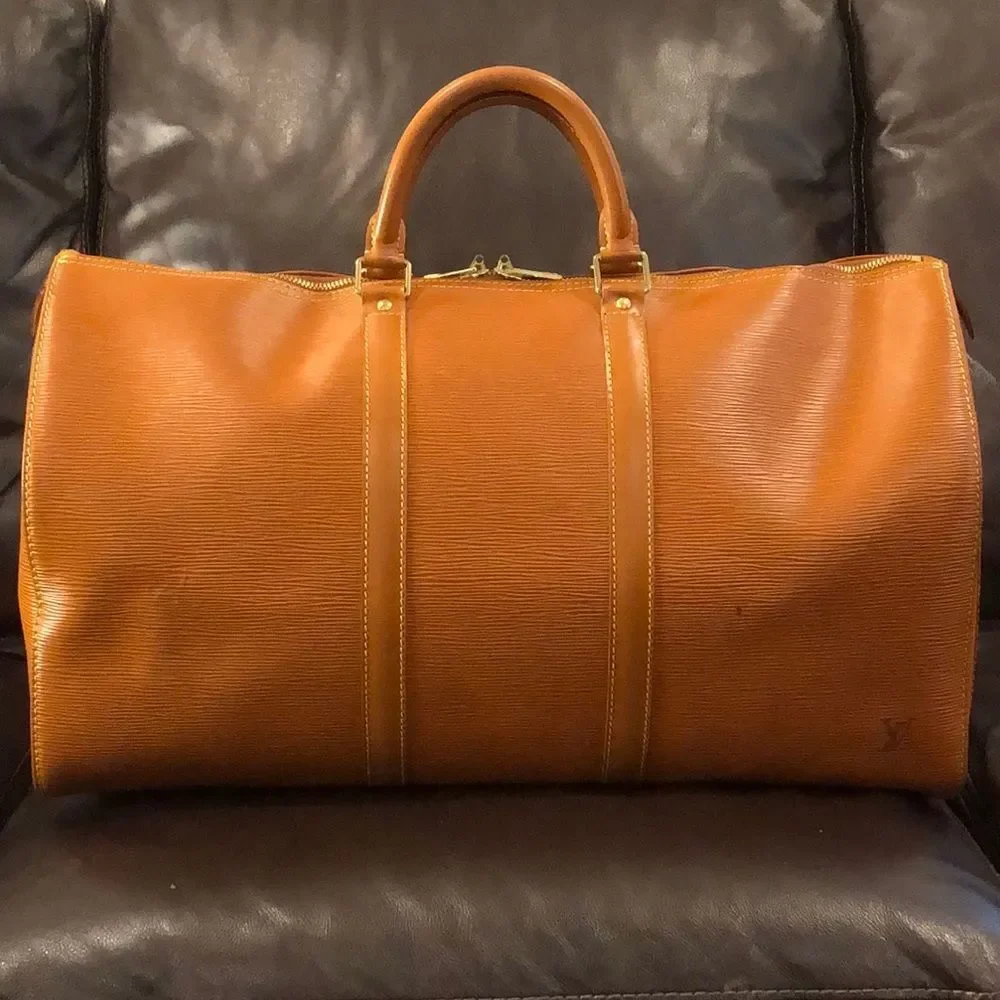 Vintage LOUIS VUITTON Cipango Gold Epi Leather Keepall LV 50 Boston Tote Bag